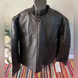 90s Matrix Leather Biker Jacket Black XL